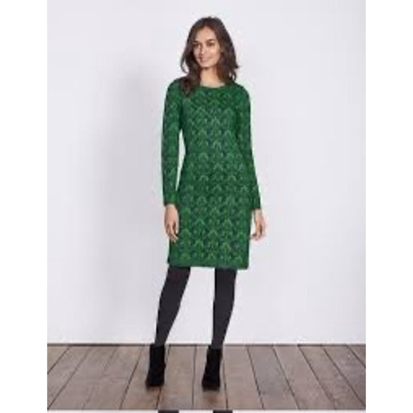Boden Guinevere Dress Size 8R Green Floral knee length Jacquard Pencil work - Picture 1 of 14